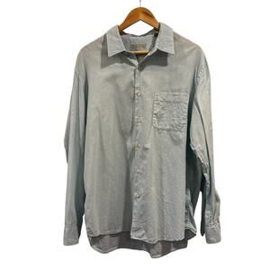 Men’s Linen Blend Light Blue Long Sleeve Shirt resort cruise vacation, Size XL